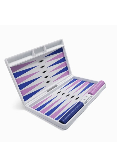 Taşınabilir Tavla Seti 25x20 Cm Mor Mavi Beyaz 3d Baskı Katlanabilir Tavla, Seyahat Tavlası, Zar Ve Taş Dahil