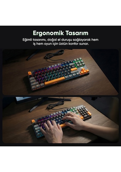 Aula S500 Blue Switch Rgb Makrolu Kablolu Gaming Mekanik Oyuncu Klavyesi Sarı