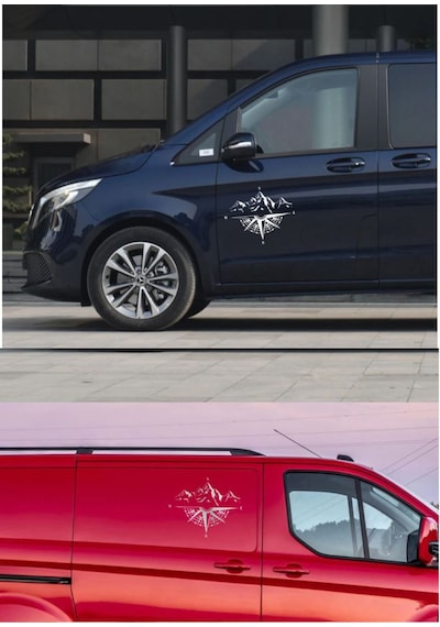 Pusula Ve Dağ Sticker - Araba Oto Motosiklet Karavan Cam Sticker - 00048 40x33 Cm