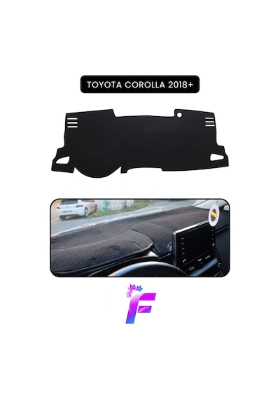 Toyota Corolla Hayalet Ekranlı 2018+ Torpido Örtüsü Güneşten, Isıdan, Çatlamadan Korur B48 Siyah