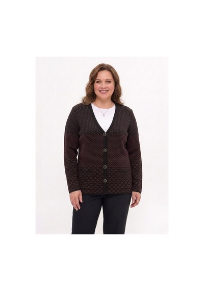 Onno Style Women Desenli Çelik Örgü Klasik Triko Ceket Siyah - Bordo