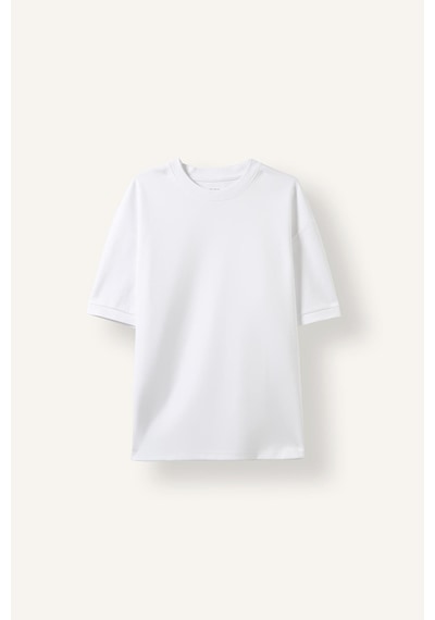 Defacto Kırışmaz Oversize Bisiklet Yaka Basic Kısa Kollu Tişört B6494ax26auwt34 Beyaz-wt34