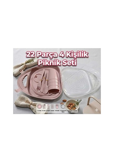 Pdateknoloji 4 Kişilik 22 Parça Piknik Seti Pudra Mrd473 Diğer