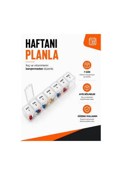 Haftalık İlaç Kutusu 7 Bölmeli Şeffaf Hap Düzenleyici Vitamin Organizatörü Taşınabilir Çok Renkli
