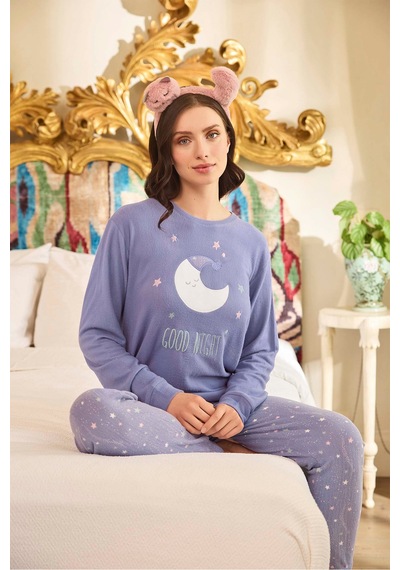 Aydoğan Kadın Asya Termal Good Night Eflatun Pijama Takım 0669 Leylak