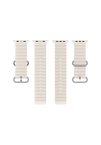 Caseonn Apple Watch Uyumlu Series 9 41mm Kordon Suya Dayanıklı Okyanus Silikon Kayış Bej