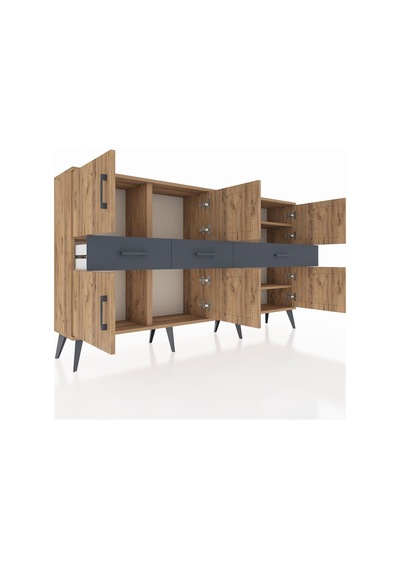 Arges Konsol 5 Raflı 3 Çekmeceli 8 Kapaklı 176x30x99 Çam-çam/antrasit Atlas Çam/antrasıt - Atlas Çam Arges Konsol 5 Raflı 3 Çekmeceli 8 Kapaklı 176x30x99 Çam-çam/antrasit Atlas Çam/antrasıt - Atlas Çam