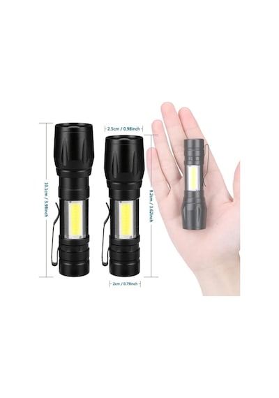 Or-515 3 Mod Zoomlu Pilli Led El Feneri Cep Boy Kamp Feneri 2000 Lumen Su Geçirmez Fener Lamba Siyah