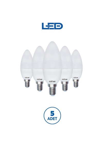 Rtl02101-5 Rother Led Mum Avize Ampul 6w E14 470 Lümen 6500k Beyaz Işık Enerji Tasarruflu Ampul 5 Ad