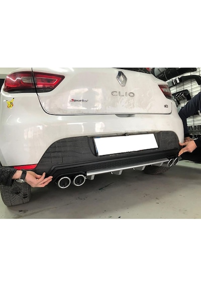 Renault Clio Mk4 Siyah Difüzör Çiftli Kare Egzoz Görünümlü D Tip Difizör 2012-2019