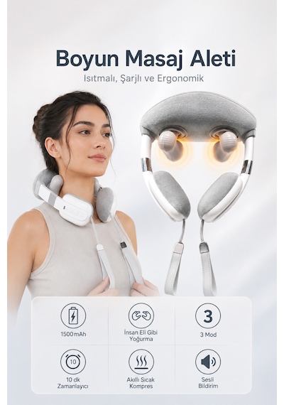Walke El Hissi Veren Şarjlı Isıtmalı Omuz Boyun Sırt Bacak Masaj Aleti B-01