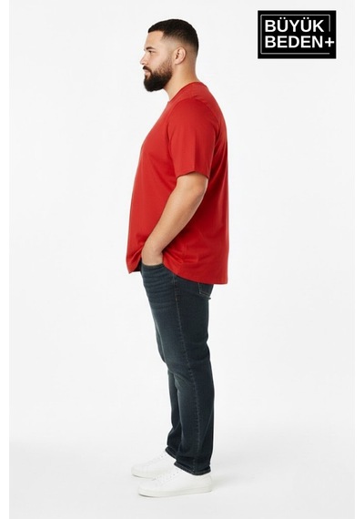 Superlife Büyük Beden Erkek Basic Tişört Pamuklu Düz T-shirt 3xl-6xl Spr26bts510 Kırmızı Superlife Büyük Beden Erkek Basic Tişört Pamuklu Düz T-shirt 3xl-6xl Spr26bts510 Kırmızı