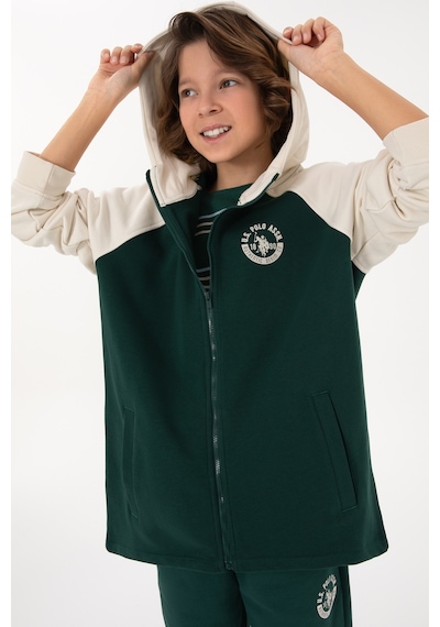 U.S. Polo Assn. Erkek Çocuk Fermuarlı Kapüşonlu Koyu Yeşil Sweatshirt 50293498-VR079 U.S. Polo Assn. Erkek Çocuk Fermuarlı Kapüşonlu Koyu Yeşil Sweatshirt 50293498-VR079