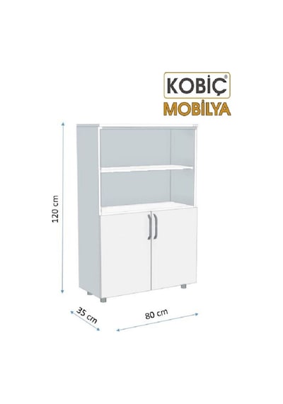 Kobiç Ofis Dosya Dolabı Kilitli Yarım Kapak Suntalam Dolap 80x35x115 Cm Meşe Meşe