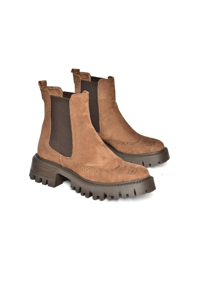 Fox Shoes R312152902 Taba Süet Kalın Tabanlı Kadın Bot Taba