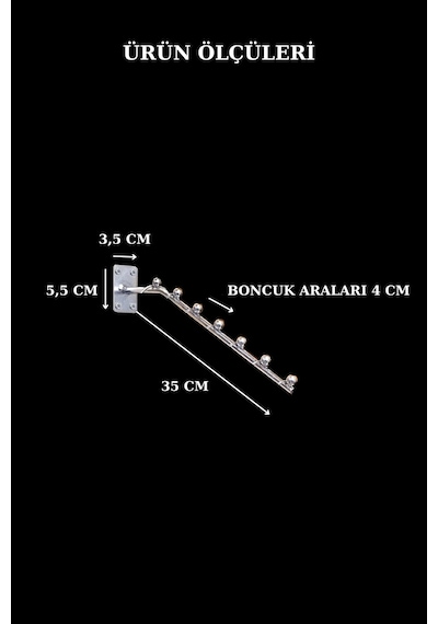 Duvara Monte Metal Askılık 35 Cm Boncuklu Ev Ve İş Yeri 3 Adet Diğer