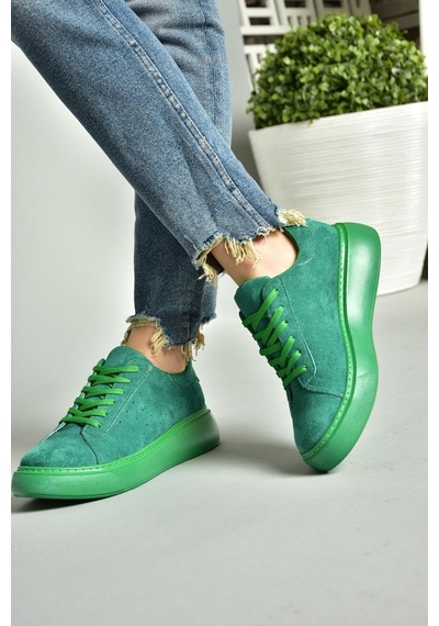 Fox Shoes P602045002 Yeşil Süet Kadın Spor Ayakkabı Sneakers Yeşil-süet