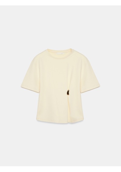 Dilvin 32445 Aksesuar Detaylı Basic T-shirt-açık Sarı Dilvin 32445 Aksesuar Detaylı Basic T-shirt-açık Sarı