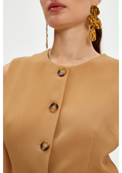 Serpil Exclusive Kadın Minimalist Kolsuz Yelek - Camel CAMEL