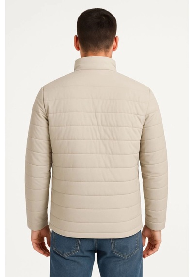 Butik İstanbul Erkek Bomber Mont Ceket Su İtici Kumaş, Kapitone Astarlı, Fermuarlı, Kışlık - Bej