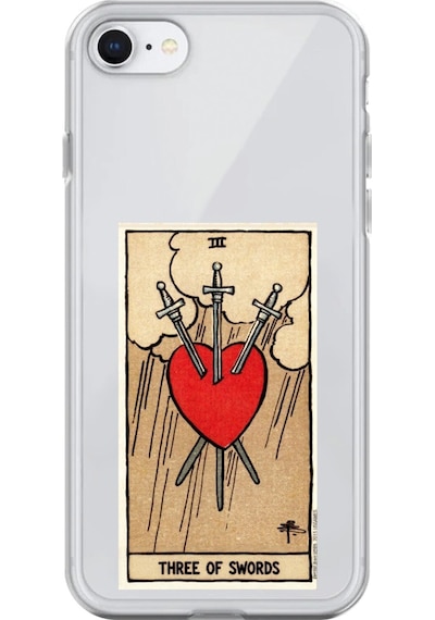 Apple Uyumlu iPhone 6s Plus Şeffaf Kılıf Three Of Swords Tasarımlı