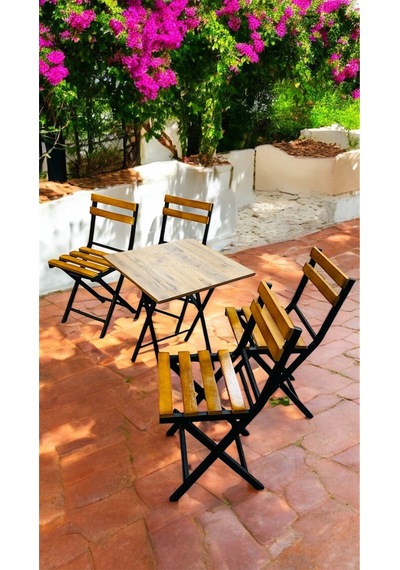 Balkon Bahçe Mutfak Bistro Set Katlanır Masa-sandalye Sarı
