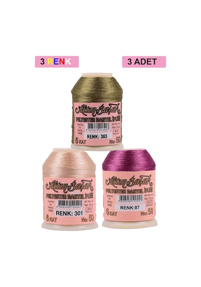 3 Adet Altınbaşak Oya Ve Dantel İpi 20 Gr - Royaleks - No: 301 -