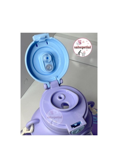 Ayıcık Su Matarası Ayıcıklı Suluk Figürlü Su Şişesi Ayıcık Matara Askılı Pipetli Matara 750ml Mor
