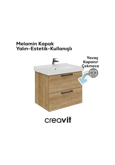 Creavit D20 65 Cm İki Çekmeceli Lavabo Dolabı Everest Melamin Kapak Ahşap Creavit D20 65 Cm İki Çekmeceli Lavabo Dolabı Everest Melamin Kapak Ahşap