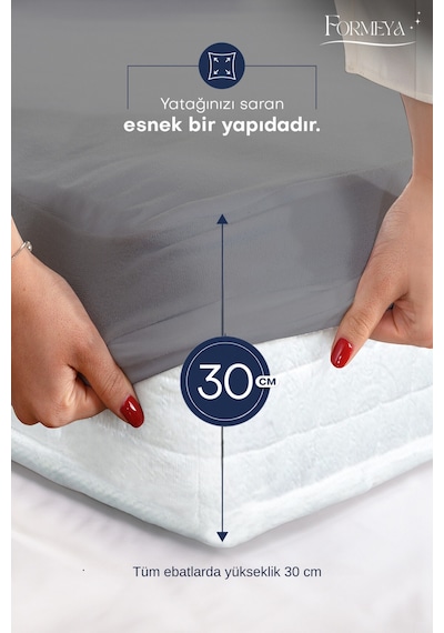 Formeya Gri Mikro Fitted Sıvı Geçirmez Yatak Koruyucu Alez
