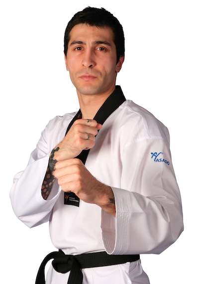 Haşado Wt Onaylı Profesyonel Siyah Yaka Ultra Fıghter Taekwondo Elbisesi Beyaz