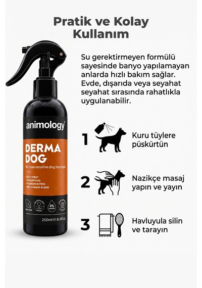 Animology Derma Dog Hassas Derili Köpek Durulamasız Şampuan 250 Ml