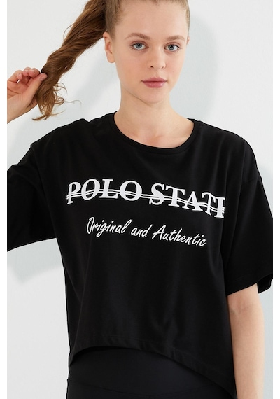 Kadın Baskılı Oversize T-shirt Siyah