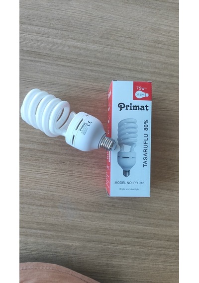 Primat Pr-012 75w 375w Eşdeğer %80 Enerji Tasarruflu Yüksek Parlaklık Spiral Ampul - E27 Duy Beyaz