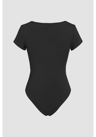 Hiccup Kare Yaka Bodysuit Siyah