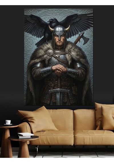 Vahşi Vikingli Savaşçı Dekoratif Kanvas - Mdf Ahşap Tablo