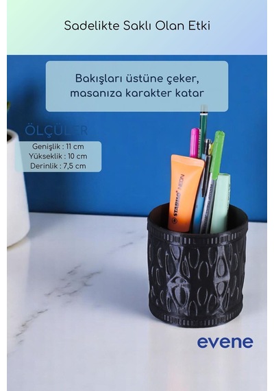 Kalemlik Masa Kalemliği Organizer Kalemlik Siyah Renk Model 76 Çok Renkli