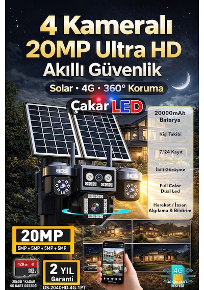 4 Kamera 20mp Ultrahd Güneş Enerjili Sim Kartlı 360 Güçlü Batarya 12xzoom Güvenlik Kamerası 4 Kamera 20mp Ultrahd Güneş Enerjili Sim Kartlı 360 Güçlü Batarya 12xzoom Güvenlik Kamerası