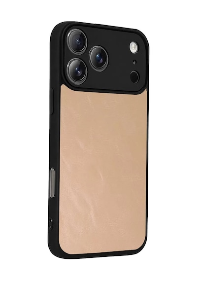 Newface Apple iPhone Uyumlu 17 Pro Max Aras Deri Kapak -  Pudra