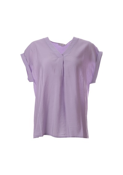 Canel Minimalist V Yaka Kısa Kol Oversize Kadın Bluz Lila Canel Minimalist V Yaka Kısa Kol Oversize Kadın Bluz Lila