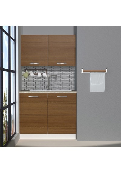 Decoraktiv Mini 100 Mdf Hazır Mutfak Dolabı - Tezgah Dahil - Naturel Ceviz
