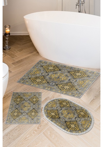 Dekoreko Kaymaz Taban Djt 3 Lü Banyo Paspas Takımı Trend Karışık Modern 659m Sarı