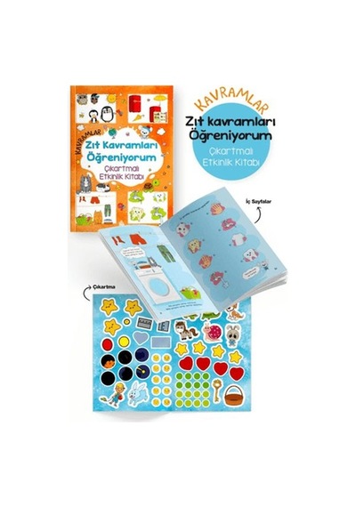 Kavramlar Zıt Kavramları Öğreniyorum Çıkartmalı Etkinlik Kitabı - 3 Yaş +