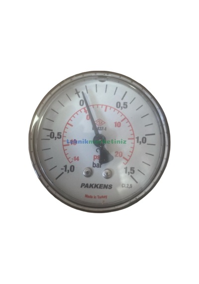 63MM -1 / +1.5 Bar Arkadan Çıkışlı G1/4" ManovakuMMetre Pakkens
