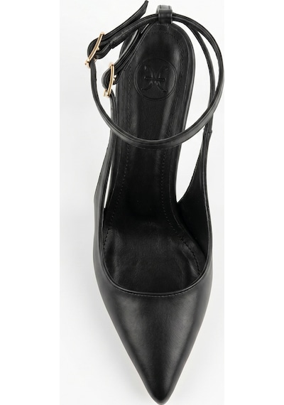 Giamgia Store Kadın Siyah Bilekten Bağlamalı Tokalı İnce Topuklu Ayakkabı Tt990-2426