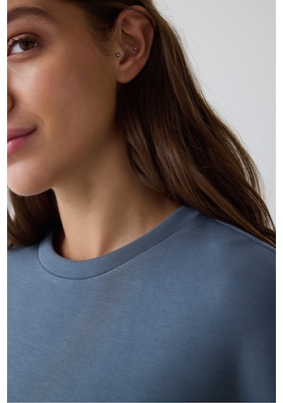 Penti Koyu Gri Bisiklet Yaka Oversize Kısa Modal Sweatshirt