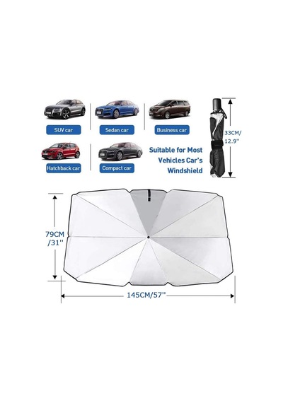 Sharpaı Sedan Suv Araba Güneşliği, Ön Cam Uv Işınları Ve Isı İçin Güneşlik Koruyucu, Katlanabilir Ön Cam Gü Genel