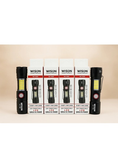 Ws-2828 Ultra Usb Şarjlı Polis El Feneri, Bekçi, Asker El Feneri Çok Renkli