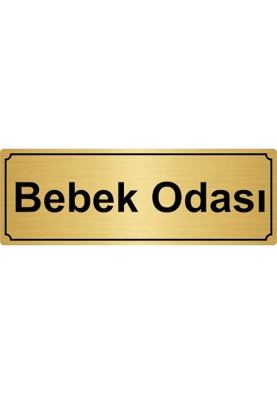 Bebek Odası Yönlendirme Levhası 7Cmx20Cm Altın Renk Metal