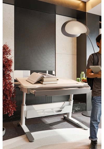 Sirius Standart Yükseklik Ve Eğim Ayarlı Çekmeceli Bilgisayar, Ofis Ve Çalışma Masası Ekru Gri Gri Sirius Standart Yükseklik Ve Eğim Ayarlı Çekmeceli Bilgisayar, Ofis Ve Çalışma Masası Ekru Gri Gri